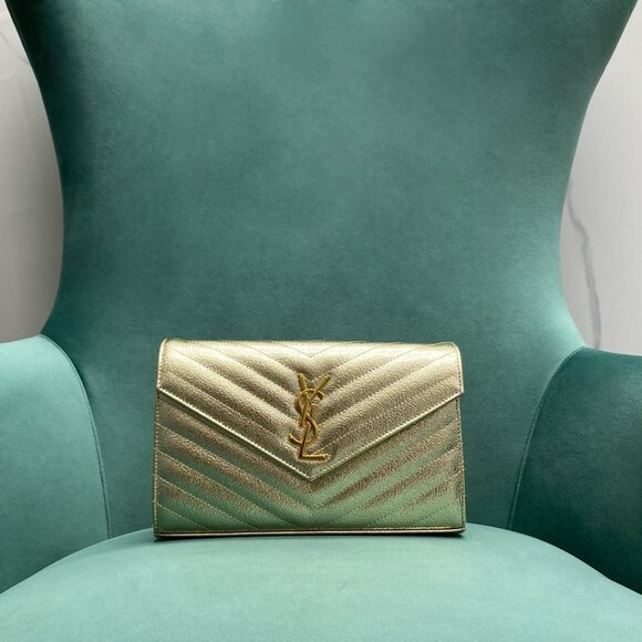 Yves Saint Laurent Handbags - YSL Gold wallet on chain with detachable strap